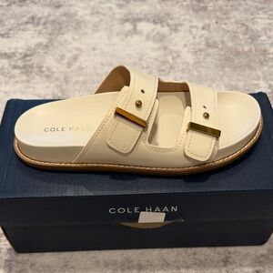 Cole Haan Ivory Double-Strap Buckle Slide
